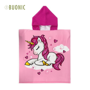 Buonic Poncho Unicorno 60x120 cm Asciugamano con cappuccio per bambini Rosa - Product Image 2