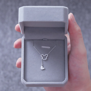 Mickey Mouse Necklace Silver Tone Cartoon Pendant Minimalist Style Gift For Women - Product Image 3