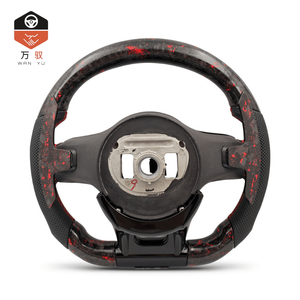 Volant sport en fibre de carbone forgée rouge personnalisé pour Mercedes Benz W205 C300 <span class=keywords><strong>Porsche</strong></span> Panamera Cayenne - Ajustement universel - Product Image 2