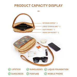Bolso <span class=keywords><strong>bandolera</strong></span> de Cuero de corcho de hombro Retro de alta calidad personalizado 2025 bolso de hombro de diseño de estilo étnico de elemento Natural - Product Image 4
