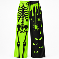 Pantalon large décontracté pour femme, imprimé citrouille, fantôme, chauve-souris, squelette, taille élastique avec cordon de serrage, idéal pour Halloween