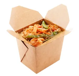 Özel renkli makarna tek kullanımlık gıda sınıfı konteyner çin şehriye kutuları kağıt erişte Take Out konteyner