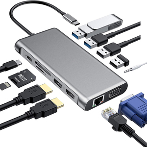 Vente chaude 12 In1 Multi Fonction <span class=keywords><strong>USB</strong></span> <span class=keywords><strong>C</strong></span> Hub PD Charge double HDTV + 100mpbs ethenet <span class=keywords><strong>Switch</strong></span> Type-<span class=keywords><strong>c</strong></span> Station d'accueil pour Macbook - Product Image 2