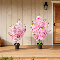 Pohon Bunga Sakura Buatan Warna Pink, Bunga Sakura Palsu 80cm 2.6ft untuk Dekorasi Latar Belakang Studio Fotografi Pernikahan di Dalam Ruangan