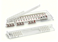 Ensemble de règle de placement antidérapante pour Mahjong avec support de Mahjong et tige de poussée, plateau portable pour Mahjong et support pour tuiles de Dominos