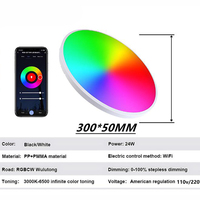 Smart RGB LED Plafonnier 220V/110V 13 pouces 24W Dimmable Lampe Alexa Home Remote Slim Mount Design Sensor WiFi Tuya