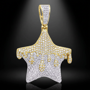 Pendentif Breloque Moissanite Étoile Plaqué Or 14K Taille Ronde Brillante Micro-Sertie Luxe Unisexe Usage Quotidien - Product Image 2