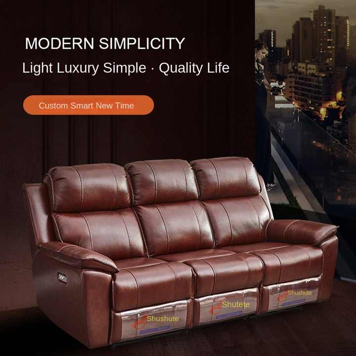 Single Seat Manual PU Leather Power Recliner Sofa Chair Set with 8 Points Massage Manufacturer Supplied Manual Ergonomic Air