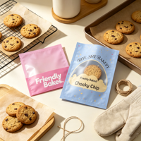 Sacs d'emballage personnalisés à trois soudures latérales en PET/PE pour snacks, biscuits et chips, avec fenêtre