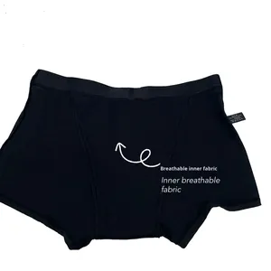 Short mi-haut confortable à quatre couches anti-fuite motif solide pour période exportation transfrontalière sous-vêtement boxer grande taille - Product Image 1
