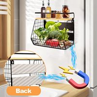 Étagère magnétique moderne en métal pour réfrigérateur, bacs de rangement pour fruits, organisateurs de garde-manger, grand conteneur écologique, support à épices
