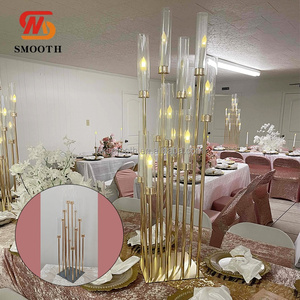 SMOOTH 12 Arms Gold Candle Holder Candelabras Weddings <b>Table</b> Centerpieces Decoration Candle Holders for <b>Table</b> Centerpiece - Product Image 3