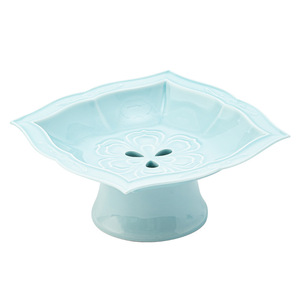 Plateau de drainage en céramique carré, design grain de lotus, empilable, en porcelaine, pour vaisselle et bols de cuisine - Product Image 5
