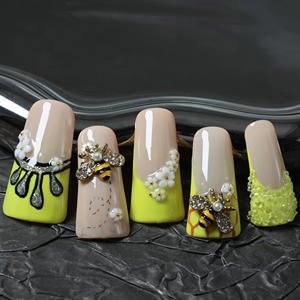 Uñas acrílicas de lujo hechas a mano al por mayor, uñas acrílicas de cobertura completa en forma de pico de pato, uñas postizas de alta calidad. - Product Image 1