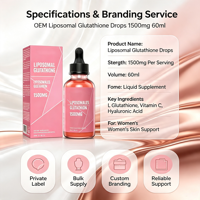 Gouttes de Glutathion Liposomal OEM 1500mg 60ml – Complément Liquide L-Glutathion avec Vitamine C et Acide Hyaluronique pour le Soutien Cutané – Marque Blanche en Gros