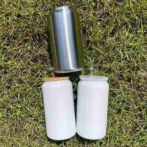 White Blank Sublimation Stainless Steel 16Oz Unbreakable <b>Metal</b> Drinking Soda Can Keep Hot Cold - Product Image 4