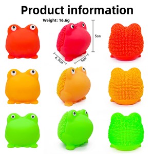 Jouet de bain durable en TPR, grenouille 3D créative extensible, petit animal à presser, jouet musical anti-stress - Product Image 6