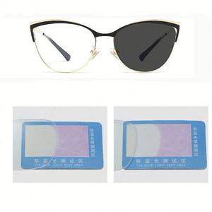 Gafas de Protección Ocular con Bloqueo de Luz Azul, Metálicas, Fotocromáticas, Estilo Ojo de Gato, para Mujer, Moda 2025 - Product Image 3