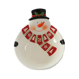 手工雪人设计可爱礼品纪念品陶瓷圣诞碗