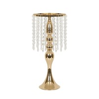 Vente en gros Grands supports de vases à fleurs en métal Vases dorés pour centres de table Arrangement de fleurs en cristal Centres de table de mariage