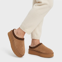 Bottines pour femmes en cuir fendu et peau de mouton, semelle extérieure en EVA respirante et antidérapante, doublure chaude en peau de mouton pour une sensation pieds nus