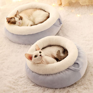 Lit rond pour chat, panier de couchage Super doux, pour dormir, petit tapis, de maison, accessoires pour produits des animaux de compagnie, en solde, hiver - Product Image 6