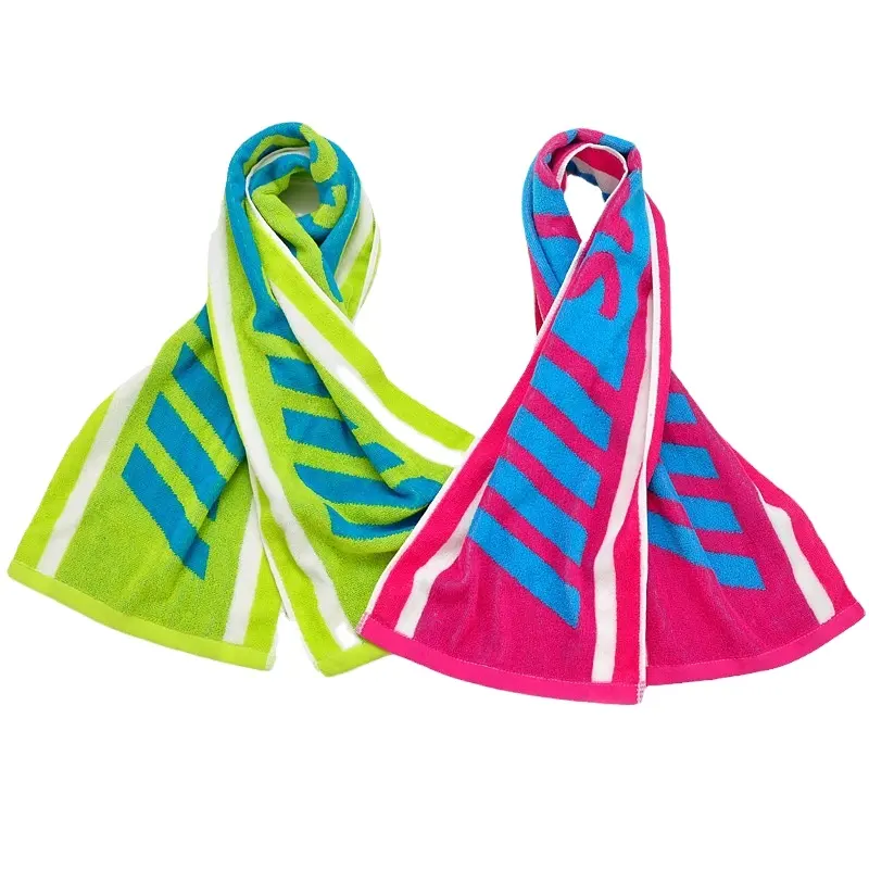 Iplik boyalı Terry pamuk özelleştirmek logosu spor havlu jakarlı dokuma spor havlusu spor