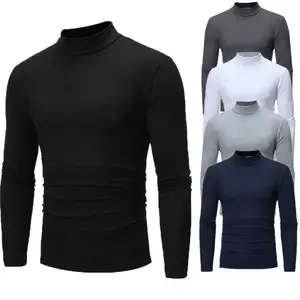 Camiseta de manga larga para hombre, camisa deportiva de manga larga con cuello de tortuga y capa Base para correr en invierno, venta al por mayor