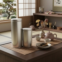 Boîte à thé ronde personnalisée imprimée, conteneur métallique scellé de qualité alimentaire avec couvercle à bouchon intérieur pour café, matcha, recyclable