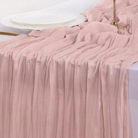 Chemin de table en gaze de coton style bohème, rustique et transparent, pour décoration de mariage et de fête
