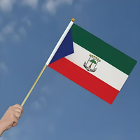 Drapeaux en polyester personnalisés imprimés numériquement, mini 14x21cm, tous pays, imperméables, écologiques, avec mât de drapeau en plastique réglable