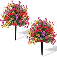 Plantes artificielles d'extérieur LWW, résistantes aux UV, boules de topiaire en plastique, piquets de sol, 22 pouces, imperméables, résistantes à la décoloration, pour porche et jardin