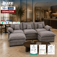 U-förmiges Modulares Sofa-Set 108'' 3-Sitzer mit Ottoman Tiefsitz Chenille-Stoff Modernes Wohnzimmer