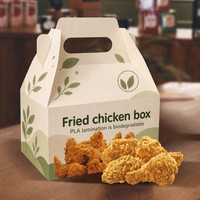 Emballage alimentaire biodégradable écologique, logo personnalisé, boîte à emporter pour poulet frit, nuggets, ailes, frites, avec poignée