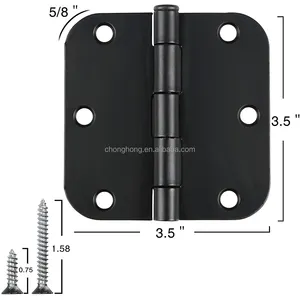 3.5*3.5 Folding Hinges Round 3-1/2" X 3.5" 5/8 Radius Matte Black Flush Hinge Wholesale Wood Door Square Hinges