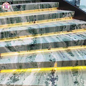 Marches d'escalier en marbre vert poli antidérapant, taille personnalisée, escalier en pierre naturelle avec éclairage LED - Product Image 2