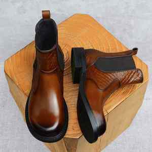 Men's <b>Leather</b> Cowhide Single Formal <b>Work</b> Shoes European Style Classic Fitted Shoes Wedding Shoes Trendy Style - Product Image 5