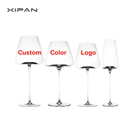 Ensemble de verres à vin en cristal minimalistes et durables avec logo personnalisé Xipan, verres à dégustation à long pied, vente en gros, vin rouge et blanc