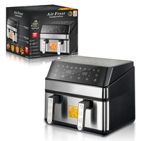 Friteuse à air multifonctionnelle domestique à double panier avec écran tactile 4,5+4,5L 360 °   Friteuse à air chaud sans huile à circulation d'air électrique