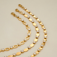 NUEVA PULSERA BOHO ELEGANTE Y DE MODA CON DISCO OVALADO DE CIRCONITA PRINCESSA, BAÑADA EN ORO DE 18K, DE ACERO INOXIDABLE, JOYERÍA PARA DAMA, Dazan HOT