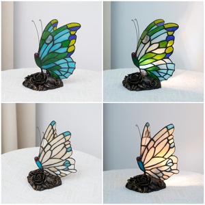 Tiffany phong cách Orange bướm <span class=keywords><strong>LED</strong></span> bảng đèn nhỏ ánh sáng ban đêm để đọc đầy màu sắc Kính màu thiết kế USA trong kho - Product Image 4