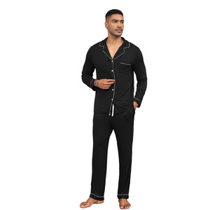 Pijamas Personalizados <span class=keywords><strong>para</strong></span> Hombre, Manga Larga, con Ribete, Suaves, de Bambú y Algodón, Conjuntos de <span class=keywords><strong>Ropa</strong></span> de Dormir <span class=keywords><strong>para</strong></span> Hombre - Product Image 3