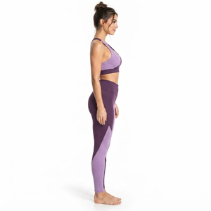 Ensemble de yoga à carreaux pour femmes, fabrication professionnelle, respirant, élastique, vêtements de fitness, logo, leggings extensibles à la taille, nouvelle arrivée - Product Image 5