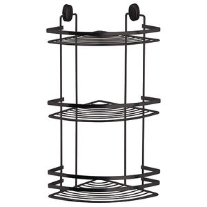 Étagère d'angle 3 niveaux noire 22 cm x 22 cm x 50 cm, étagère de rangement pour salle de bain - Product Image 1