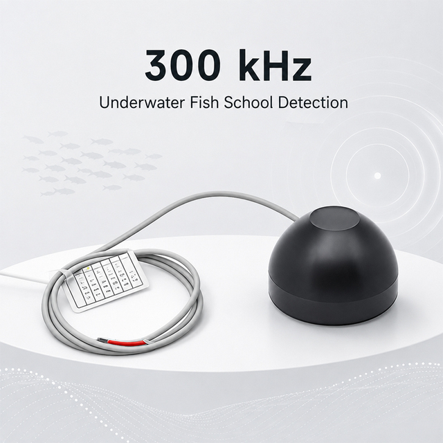 300kHz Fish Finder Transducer, Ultrasonic Sensor for Underwater Fish Detection, IP68-rated Sensor.