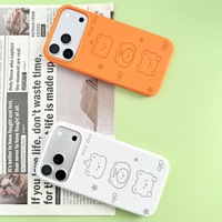 Coque de téléphone compatible iPhone 12/16 Pro, style tendance, motif petit ours en relief, avec découpe pour caméra grand angle