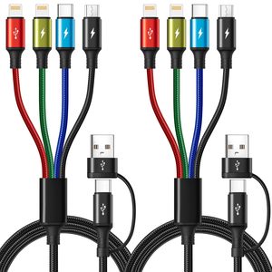 สายชาร์จหลายหัว, แพ็คคู่ 6 ฟุต, สายชาร์จ USB แบบ 6 in 1, ชาร์จเร็ว รองรับพอร์ต IP/Type C/Micro USB สำหรับ<span class=keywords><strong>โทรศัพท์</strong></span>มือถือ - Product Image 1