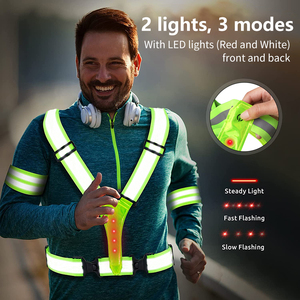 Y-Style Réglable Réfléchissant Vêtements De Sécurité Haute Visibilité Lumière <span class=keywords><strong>Clignotant</strong></span> LED Réfléchissant Bretelles Gilet pour Sports de Plein Air - Product Image 4