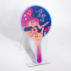 맞춤형 모양의 원형 플라스틱 부채, 광고 홍보용 선물, 여름용 미니 소형 PVC PP 휴대용 부채 - Product Image 1
