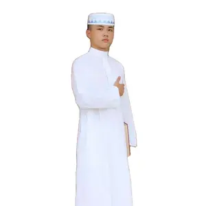 2022新抵达男童沙特阿拉伯涤纶长袍伊斯兰穆斯林男士礼服